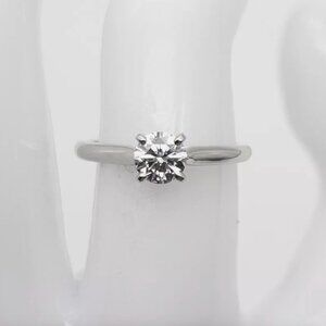 Cartier VS1 G Round .58cts GIA CERT Diamond Platinum Wedding Ring PAPERS